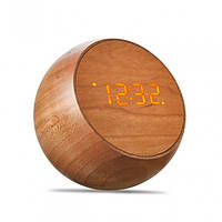 Часы будильник Gingko Tumbler Click натуральное дерево бамбук, вишня