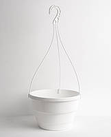 Горщик підвісний 5.4 л / Ø 25 см з підвісом на гачку * пластиковий білий * Kloda