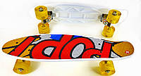 Скейт Пенні Борд з принтом PopArt і зі світними колесами LED (Панні лайт) оригінал
