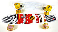Скейт Пенні Борд з принтом Creative і зі світними колесами LED (Панні лайт) оригінал