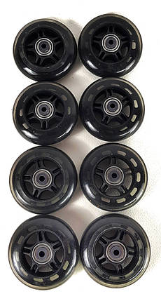 Комплект коліс 80 мм (8 шт.) для роликових ковзанів із підшипником чорні колеса для роликів, фото 2