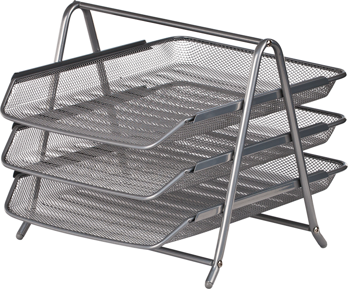 Лоток горизонтальний BuroMax 3 відділення Металева сітка, сріблястий BM.6252-24