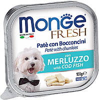 70013109 Monge Dog Fresh c мясом трески в паштете, 100 гр