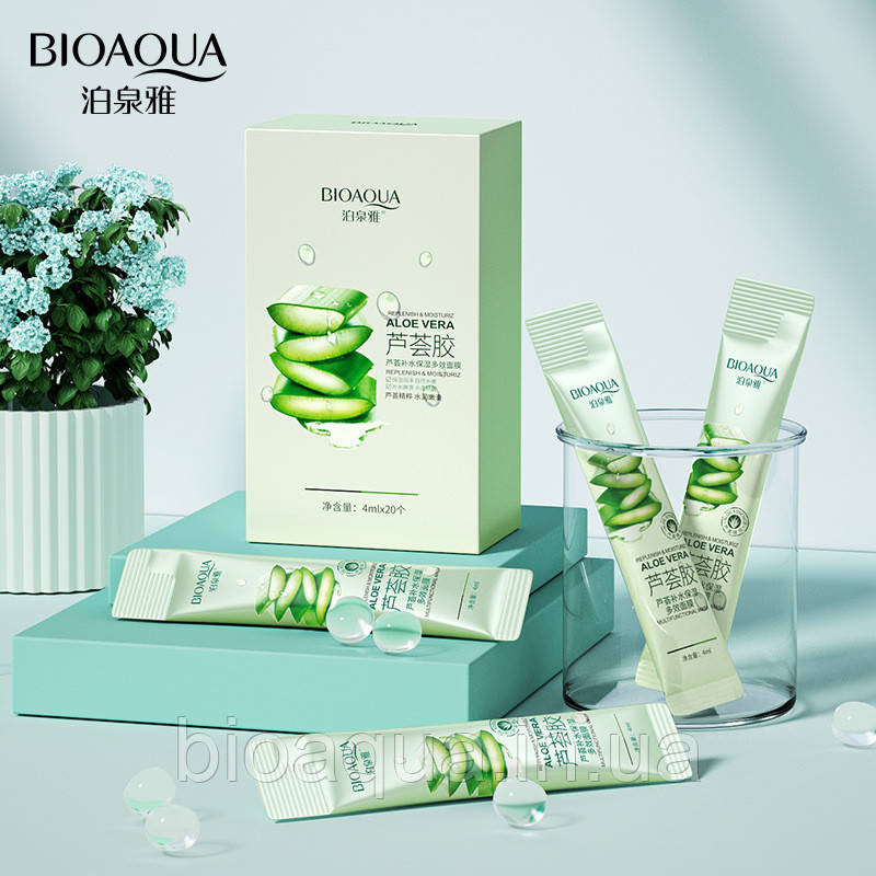 Нічна маска для обличчя Bioaqua Aloe Vera з екстрактом алое 4 ml (паковання 20 штук)