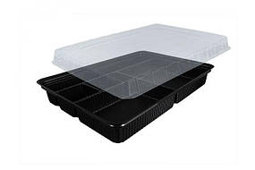 Контейнер одноразовий 278х195 мм. h = 40 мм. 1500 мл. 5 секцій чорний без кришки Кр.0554