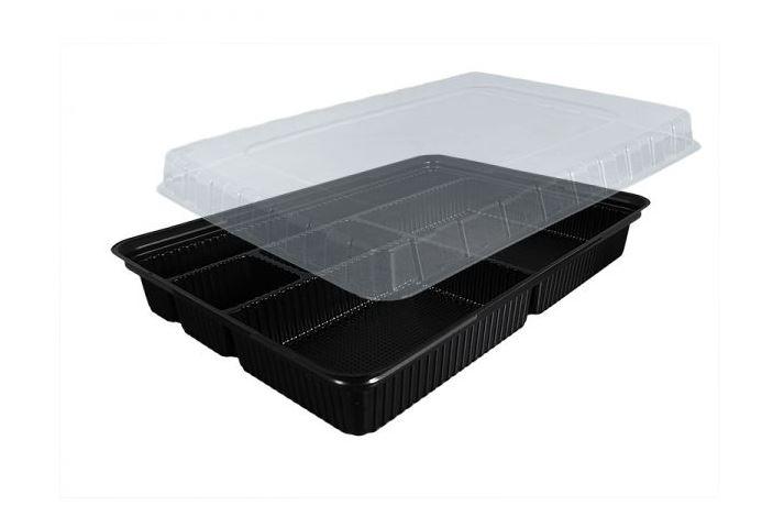 Контейнер одноразовий 278х195 мм. h = 40 мм. 1500 мл. 5 секцій чорний без кришки Кр.0554