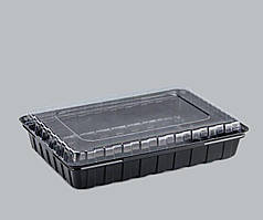 Контейнер одноразовий 278х195 мм. h = 40 мм. 1500 мл. чорний без кришки Кр.0554