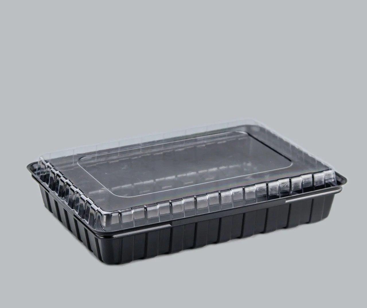 Контейнер одноразовий 278х195 мм. h = 40 мм. 1500 мл. чорний без кришки Кр.0554