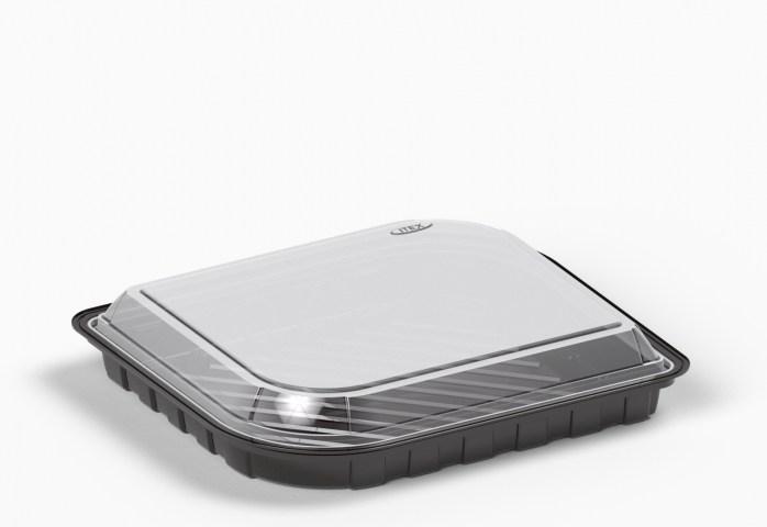 Бокс для суші 210х180х42 мм. PET чорний із кришкою (арт.132ч)