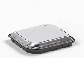 Бокс для суші 210х180х42 мм. PET чорний із кришкою (арт.132ч)