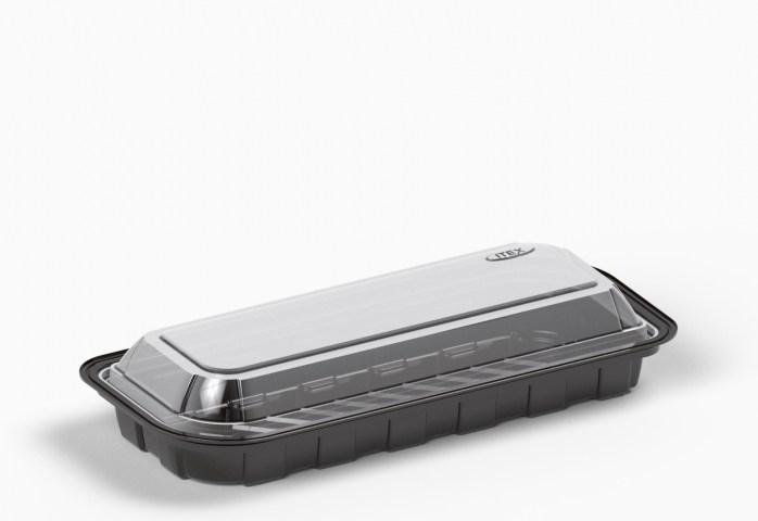 Бокс для суші чорний, 210х88х42 мм, PET, з кришкою (арт. 129 чорний)