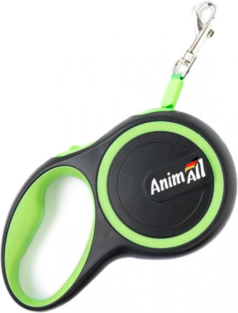 Photos - Collar / Harnesses AnimAll Поводок-рулетка  для собак весом до 15 кг, 3 м, S салатово-чёрный, 