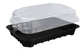 Контейнер одноразовий 180х138 мм. h = 45 мм. 1100 мл. для суші чорний (арт. ПС-63 дч) без кришки Кр.0558