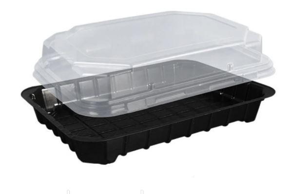 Контейнер одноразовий 180х138 мм. h = 45 мм. 1100 мл. для суші чорний (арт. ПС-63 дч) без кришки Кр.0558