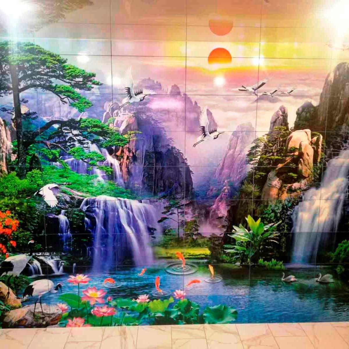 Панно у ванну з керамічної плитки Журавлі, фото 1