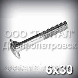 Болт М6х30 ГОСТ 7801-81 (DIN 607) зі збільшеною напівкруглою головкою й вусом, оцинкований, фото 1