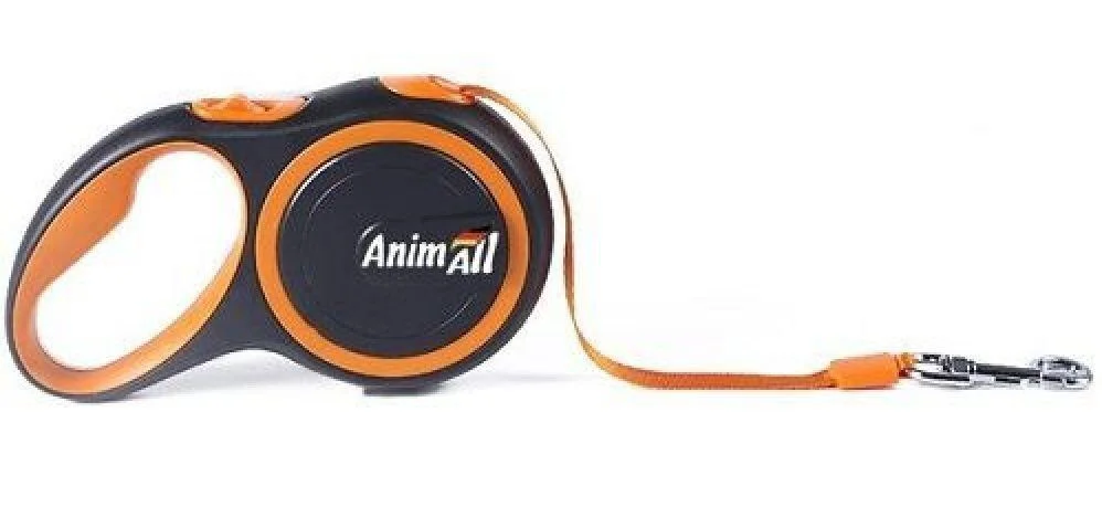 Фото - Нашийник AnimAll Поводок-рулетка  для собак весом до 25 кг, 5 м, M оранжево-чёрный, 