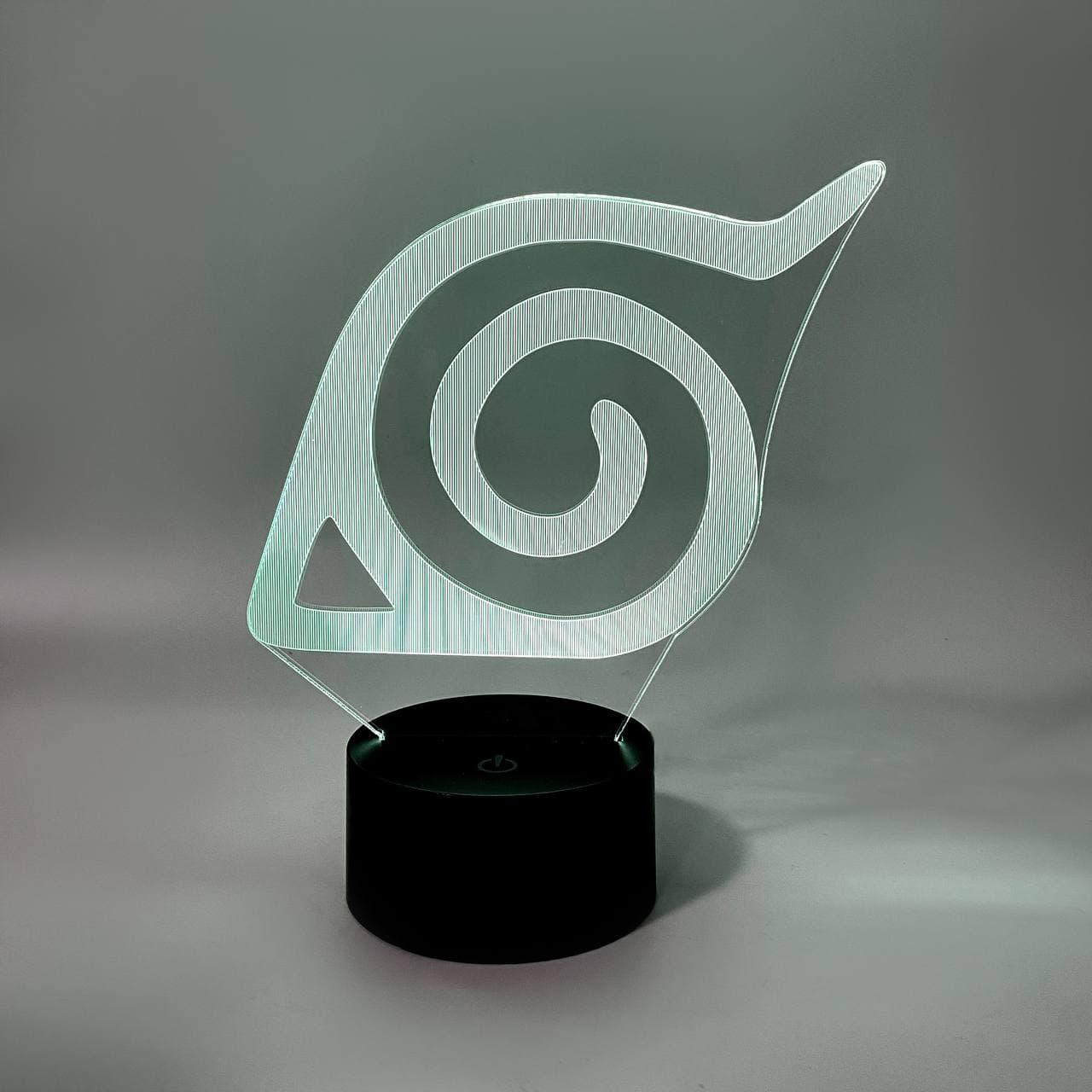 3D нічник "Символ Конохи" (ВОЛІЧНЕ ЗОБРАЖЕННЯ) пульт ДК + мережевий адаптер + батарейки (3ААА)  3DTOYSLAMP, фото 1