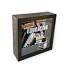 Дерев'яна копілка (скарбничка) коричневий вінтаж 20х20 см Education fund хркп0013ква Тур-Колекшн, фото 2