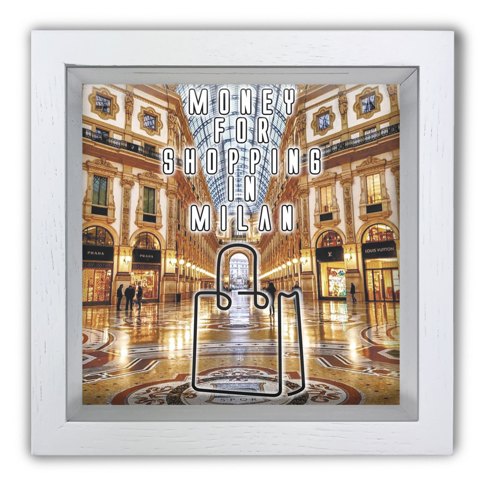 Дерев'яна копілка (скарбничка) 20х20 см Money for shopping in Milan хркп0002ба Тур-Колекшн, фото 1