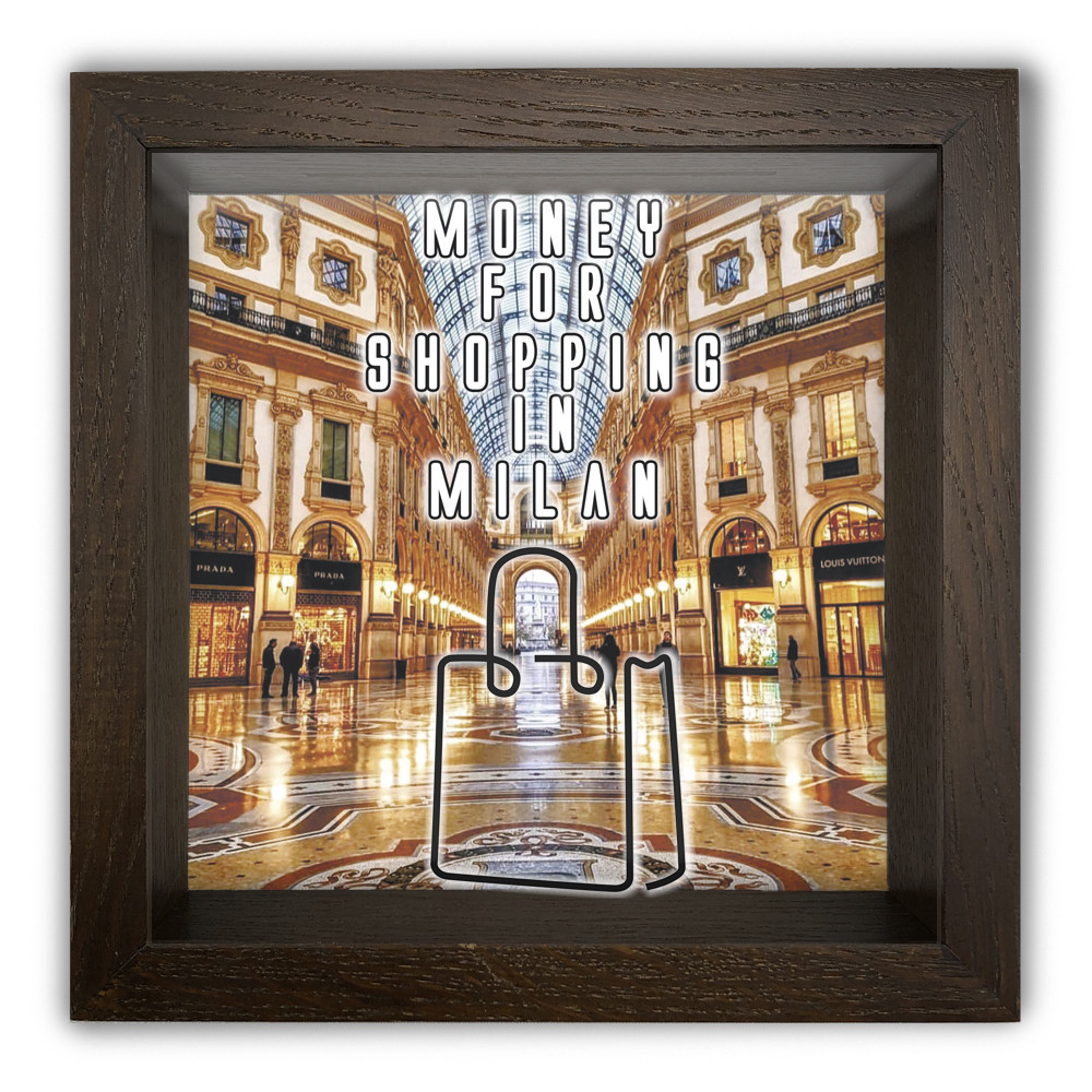 Дерев'яна копілка (скарбничка) 20х20 см Money for shopping in Milan хркп0002ка Тур-Колекшн, фото 1