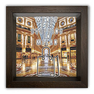 Дерев'яна копілка (скарбничка) 20х20 см Money for shopping in Milan хркп0002ка Тур-Колекшн