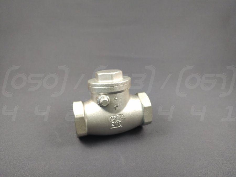 НАЗВА УКРАЇНСЬКОЮ: Клапан зворотний поворотний муфтовий нержавіючий DN25 (1"), н/ж сталь AISI304 (CF8), Ру16 (200 PSI), до 300°C, фото 1