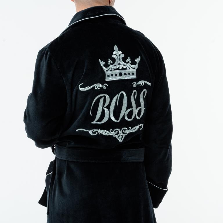 Чоловічий домашній халат, 100% бавовна, з індивідуальною вишивкою довгий на запах без капюшона