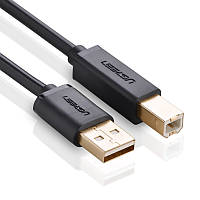 Кабель для принтера UGREEN US135 USB 2.0 AM to BM Print Cable 3m Black 10351 для подключения к компьютеру