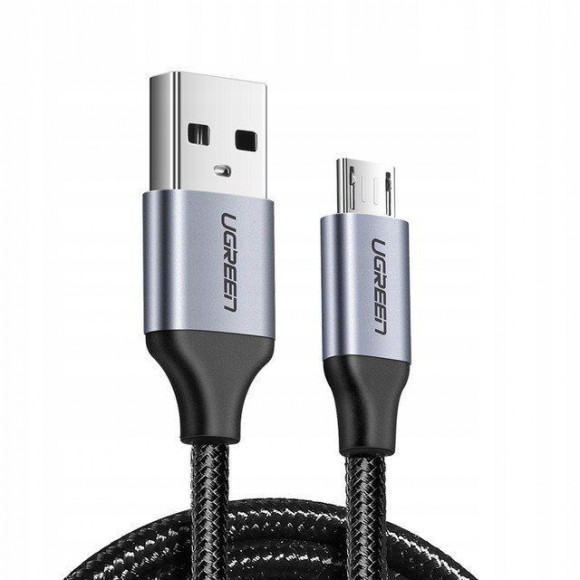 Кабель UGREEN US290 USB 2.0 - micro-USB Aluminum Braid 2m Black (60148)