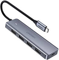 USB концентратор Хаб UGREEN CM219 4 Port USB 3.0 HUB with Micro USB Power Supply Silver Розгалужувач 70336