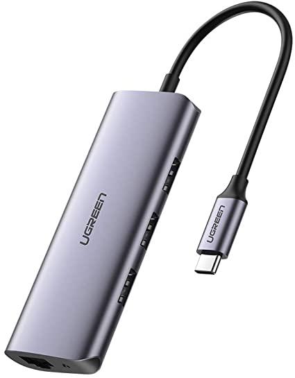 Хаб UGREEN  CM252 USB-C - 3 x USB 3.0 RJ45 Micro USB Multifunction Adapter Silver (60718)