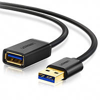 Кабель (удлинитель) USB-штекер-гнездо Ugreen US129 USB 3.0 Extension Male Cable 3m Black (30127)