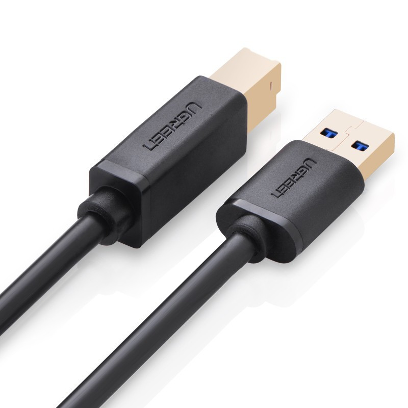 Кабель USB type A - USB type B UGREEN US210 USB 3.0 AM to BM Print 2m Black (10372), фото 1