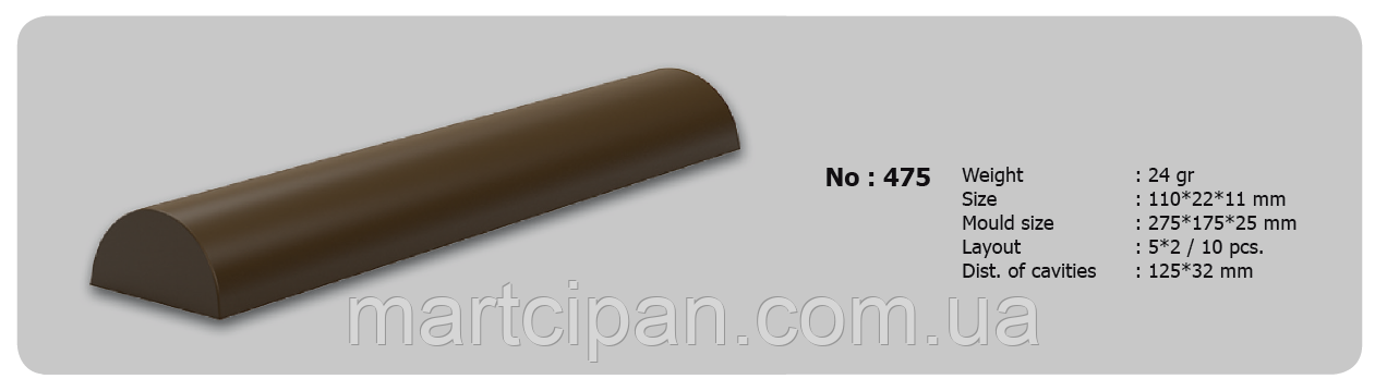 No 475 полікарбонатна форма для шоколадних батончиків Туреччина Implast, фото 1