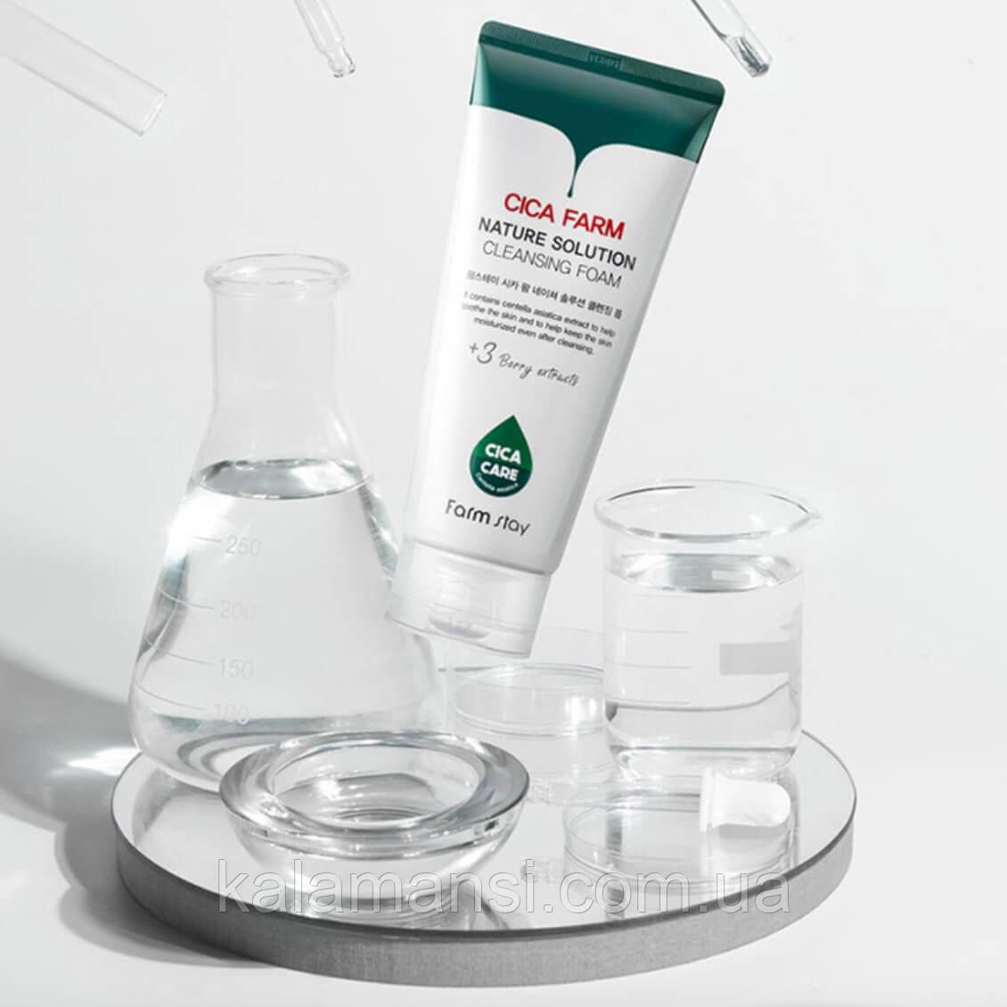 Пінка протизапальна з центелою FarmStay Cica Farm Nature Solution Cleansing Foam 180 мл