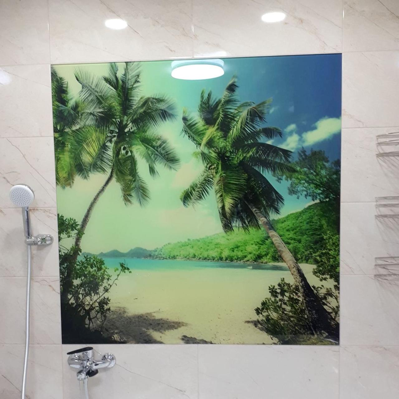 Панно у ванну зі скла Пальми на пляжі, фото 1