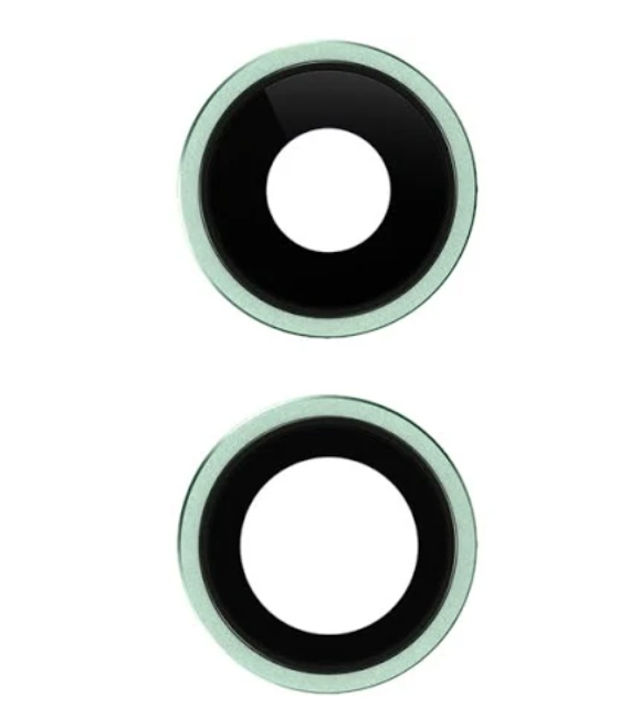 Скло камери для iPhone 12/ 12 mini, зелене + кільце, комплект 2 шт.