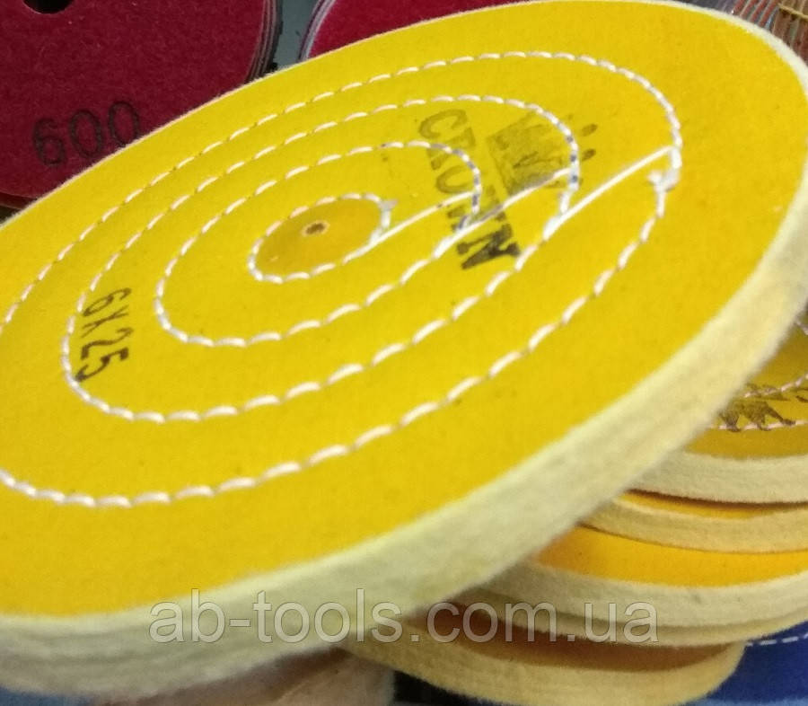 Мусліновий 150 мм жовтий 25 шарів круг полірувальний, фото 1