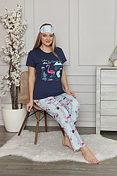 Піжами Жіночі Фламінго Футболка + Штани Розмір S