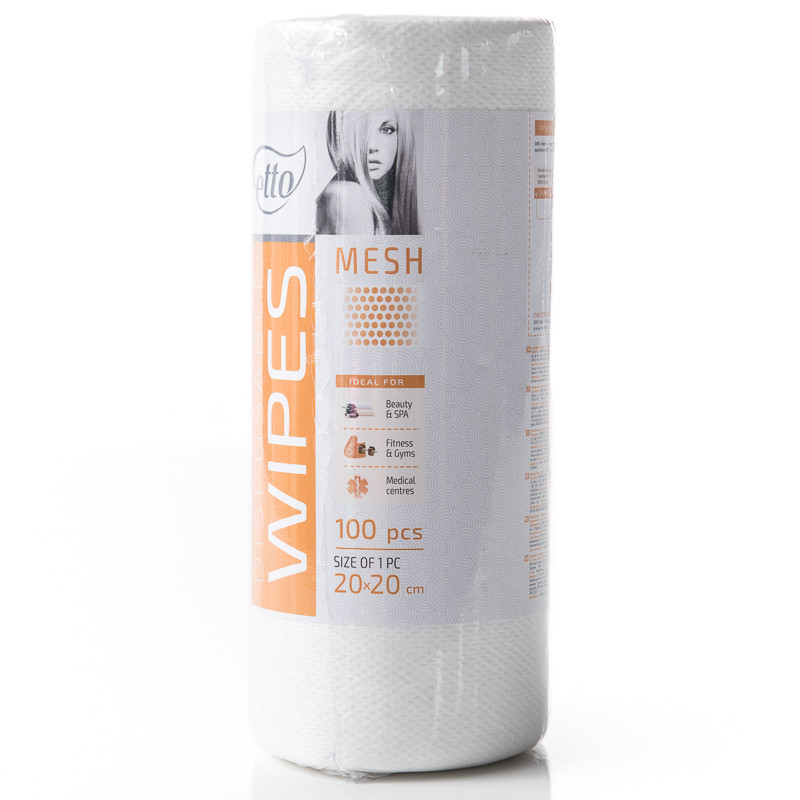 Серветки, спанлейс, 20см*20см Сітка (100 шт. в рулоні) TM Etto