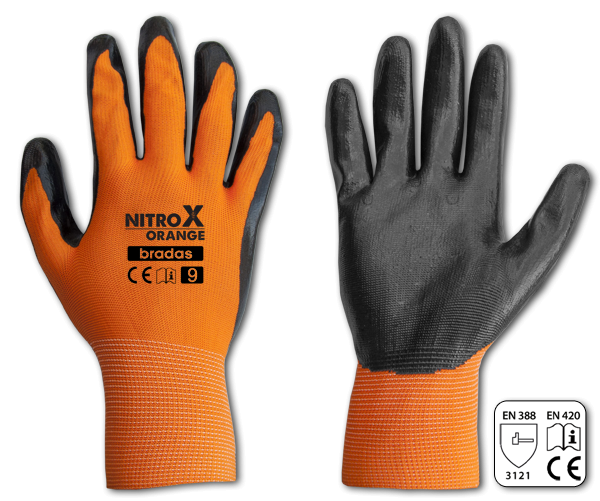Перчатки защитные NITROX ORANGE нитрил, размер 10, RWNO10 - фото 1 - id-p1371840410