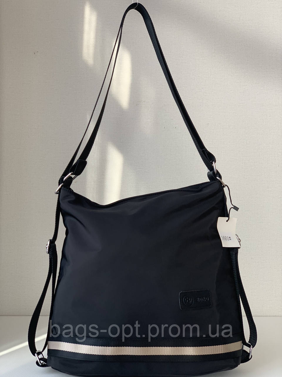 Спортивна непромокальна тканинна сумка рюкзак чорного кольору, фото 1