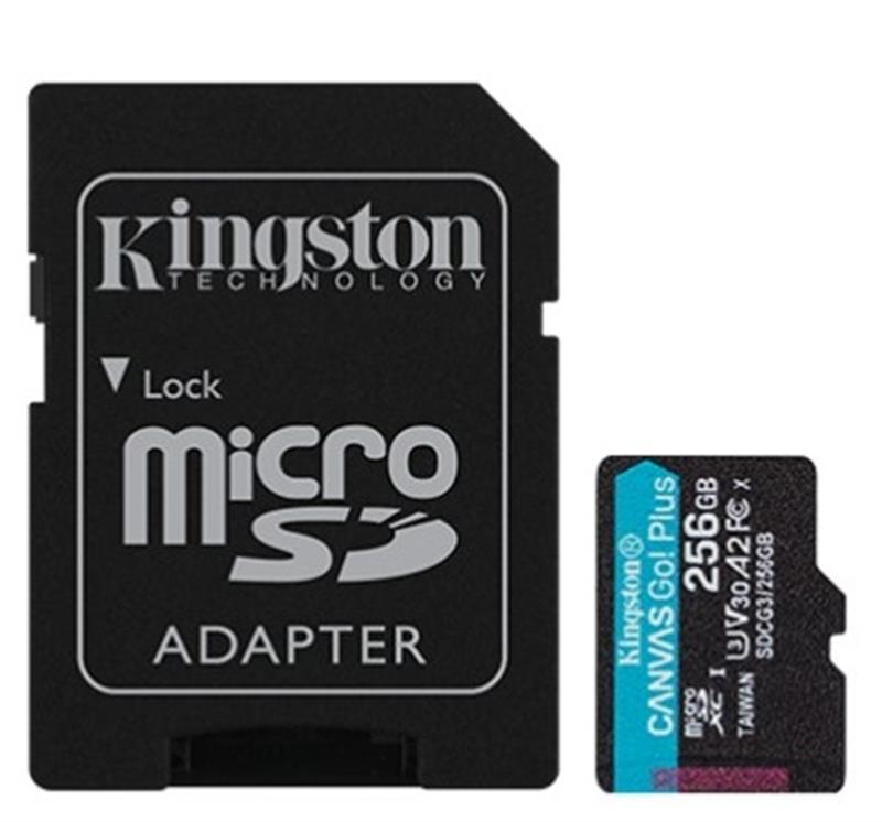 MicroSDXC 256GB UHS-I/U3 Class 10 Kingston Canvas Go! Plus R170/W90MB/s + SD адаптер (SDCG3/256GB)