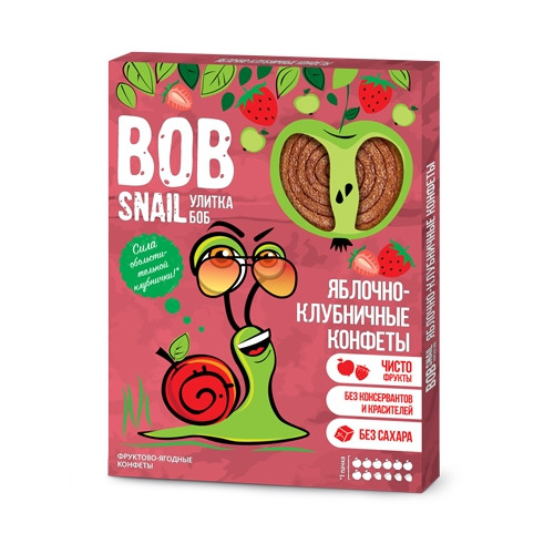 Натуральні цукерки Bob Snail (Равлик Боб), яблуко + полуниця, 60 г