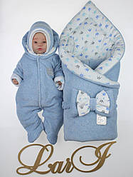 Комплект на виписку для новонародженого з пологового будинку набір Весна-Осінь Prince голубий