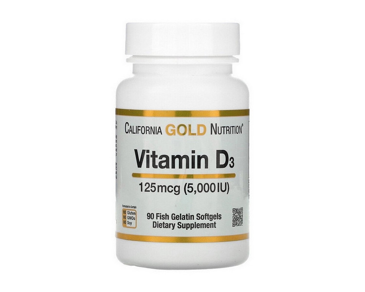Vitamin D3 125 mcg (5,000 IU) 90 fish gelatin softgels