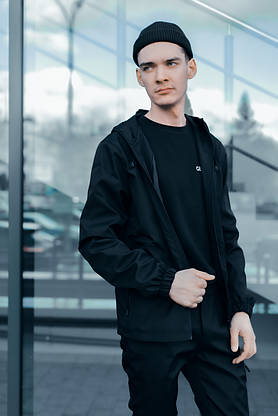 Костюм Чоловічий чорний осінній Intruder Softshell Light Куртка чоловіча весняна + штани демісезонні, фото 2