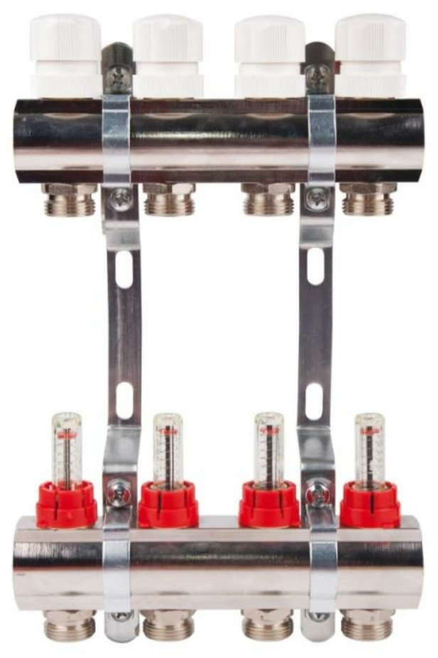Колектор на 5 виходів з витратомірами для теплої підлоги, фото 1
