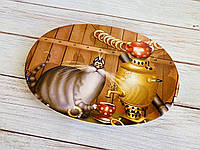Панно "Кот с самоваром" Керамклуб (Подставка под горячее овальная) 29*20 см